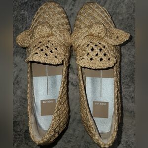 Dolce Vita Woven Bow Loafers in Natural Tan